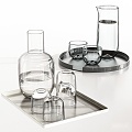 Modern Water Cup Ornaments Glass Kettle Cup Glass Tea Set 3d model