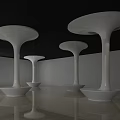 Modern White Columns With Flared Tops In Sleek Interior Exhibition Space Design 3d model