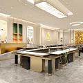 Elegant Luxury Jewelry Store Interior With Gold Decor And Display Counters