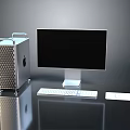 Modern Apple Desktop Setup With Silver Tower Monitor Keyboard And Mouse