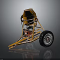 Orange Portable Concrete Mixer With Engine Wheels And Concrete Residue Surface