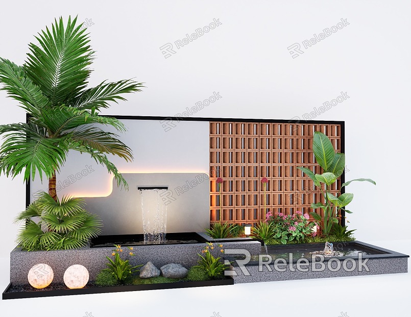 Modern Waterscape Wall Running Water Landscape Wall Enclosure Wall Background Wall model