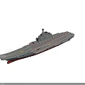 Aircraft Carrier Warship Top View With Flight Deck Yellow Lines And Structures