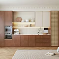Modern Wooden Sideboard Interior Design With Built in Appliances Storage And Decorative Items