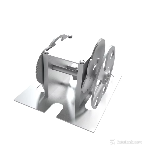 Metal Mechanical Gear Structure With Rotating Wheels And Base Stand 3d model 