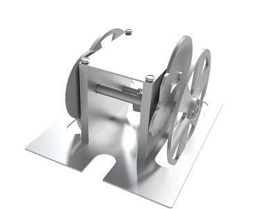 Metal Mechanical Gear Structure With Rotating Wheels And Base Stand 3d model