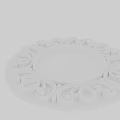 White Circular Architectural Decorative Component With Intricate Scroll Ornamental Design