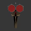 Shiny Metal Weapon With Long Handle And Decorative Spearhead Design