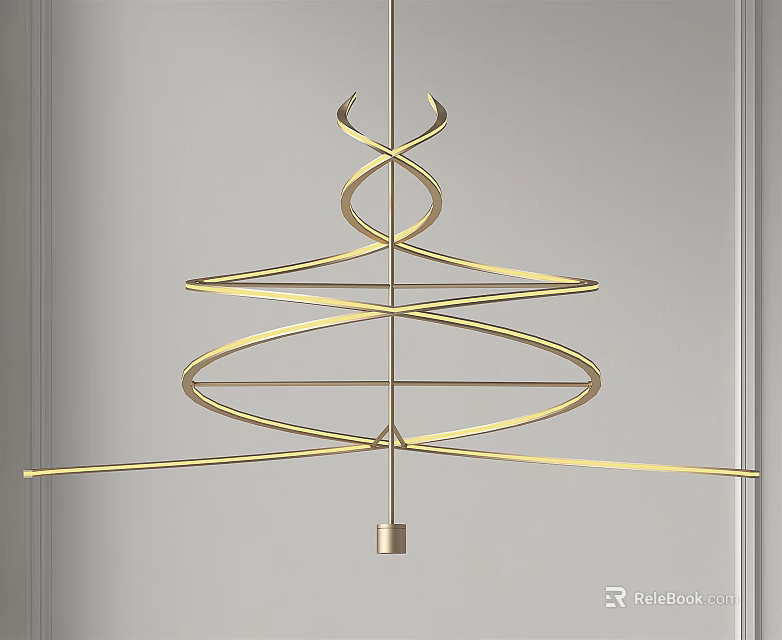 Modern Golden Spiral Metal Chandelier Contemporary Design For Elegant Interior Decor 3d model 