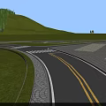 Road Infrastructure In Mountainous Forest Area With Winding Paths And Central Building 3d model
