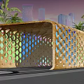 Hexagonal grid gallery pavilion subway entrance bus platform 3d model