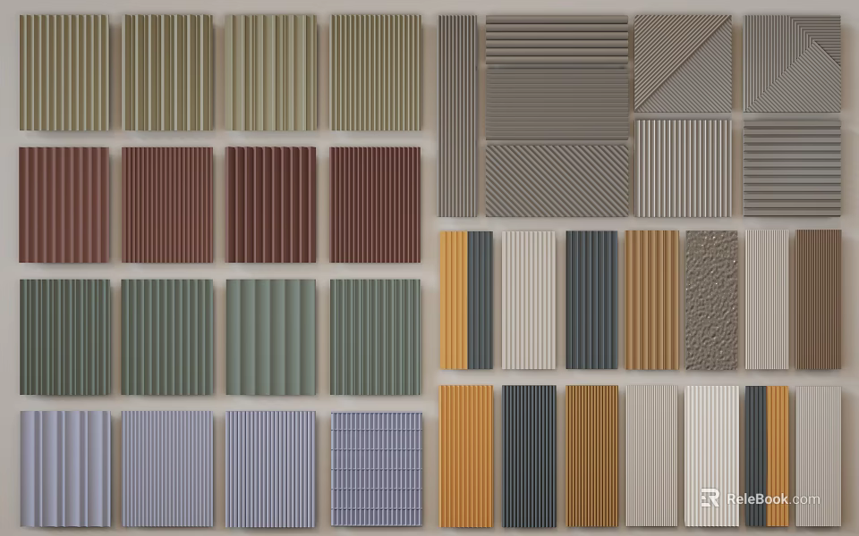 Various Colored Decorative Wall Panels With Different Textures And Patterns For Interior Design 3d model 