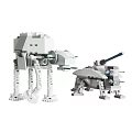 Detailed Brick Models of AT AT and AT ST Walkers with Mechanical Legs and Weapons