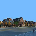 Charming Commercial Street With Red Brick Buildings Green Trees And Retail Shops