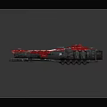 Red And Black Sci-fi Spaceship Model Featuring Complex Structure Details On Dark Reflective Background 3d model