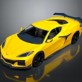 Yellow Sports Car With Sleek Design Black Accents Rear Spoiler and Shiny Exterior