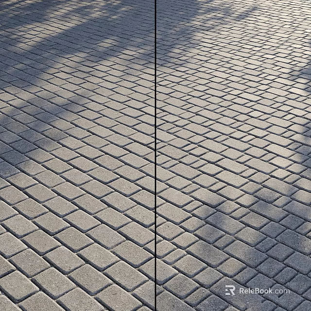 Paved Ground Surface With Herringbone Brick Pattern And Shadow Effects 3d model 