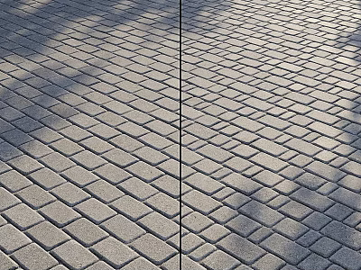 Paved Ground Surface With Herringbone Brick Pattern And Shadow Effects 3d model