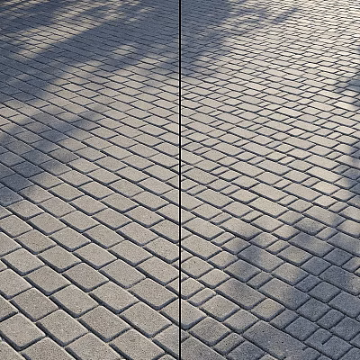 Paved Ground Surface With Herringbone Brick Pattern And Shadow Effects 3d model