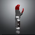 Detailed Mechanical Arm Design with Red Hand and Gray Structure Featuring Functional Buttons and Joints