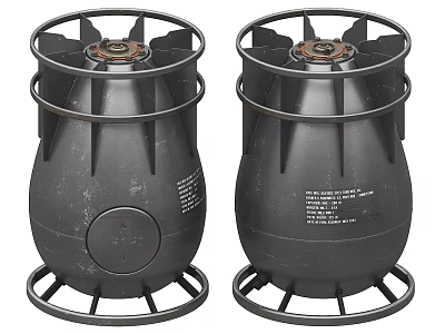 Military Tactical Bombs With Metal Frames Base Stands And Text Labels Structure 3d model