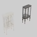White Cabinet With Glass Doors And Gold Accents On Carved Legs
