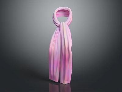 Fashionable Soft Pleated Scarf With Pink Purple Gradient Color For Casual Wear 3d model