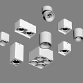 Modern White Downlights And Spotlights With Square Round Shapes For Ceiling Lighting 3d model