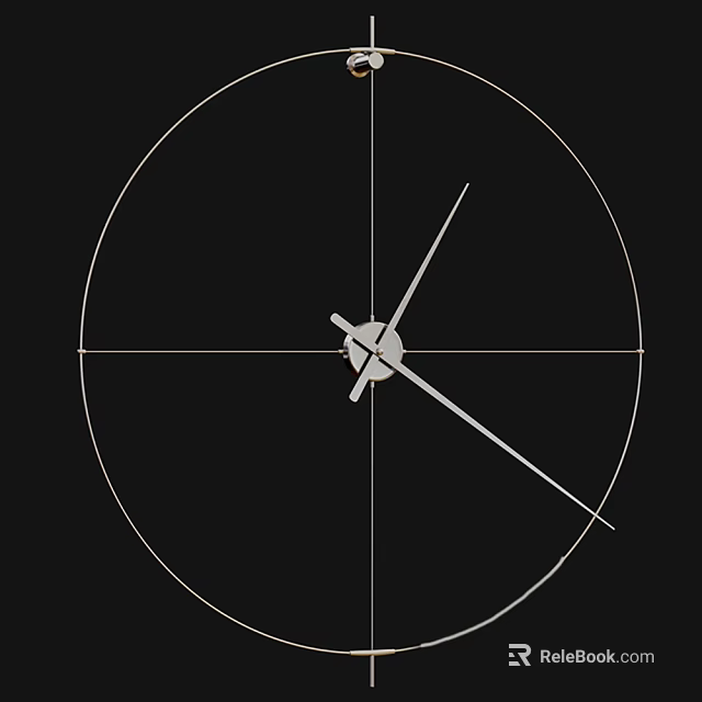 Minimalist Modern Analog Clock With Thin Hands Circular Dial And Home Decor Design 3d model