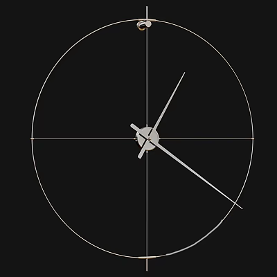 Minimalist Modern Analog Clock With Thin Hands Circular Dial And Home Decor Design 3d model