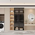 Modern Wardrobe Interior Design With Glass Doors Storage Shelves Hanging Space And LED Lighting