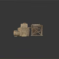 Vintage Scenery with Wooden Workbench Clay Pots and Old Tools