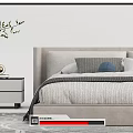 Modern Double Bed With Upholstered Headboard Bedside Tables Vase Decor And Grey Rug