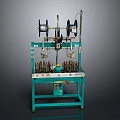 Industrial Manufacturing Machine With Green Frame Multiple Metal Spools And Control Panel System