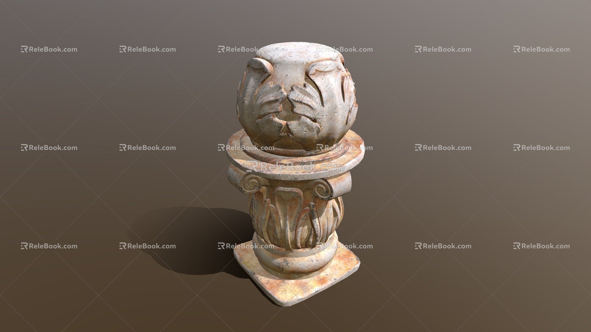 European style pillar marble garden decoration 3d model