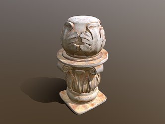 European style pillar marble garden decoration 3d model