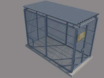 Blue Metal Mesh Decorative Ornament Set With Roofed Design Base Pedestal And Signboard 3d model