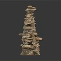 Natural Stone and Wood Stacked Tower Decorative Structure for Home Design