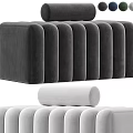 Velvet Upholstered Channel Tufted Sofa Bench In Navy Blue And Green With Cylindrical Backrest