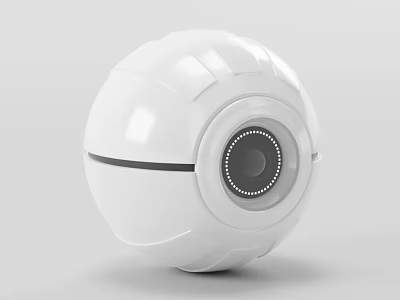 Projection Monitoring Device Featuring White Spherical Design And Central Lens 3d model