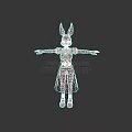 Cute Rabbit Character With Long Ears In White Dress And Outstretched Arms
