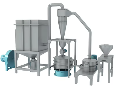 Industrial Equipment Processing System With Stainless Steel Mill Conveyor Pipeline And Electric Motor 3d model