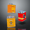 Vintage Metal Oil Cans Collection With Shell BP Brand Logos And Colorful Design