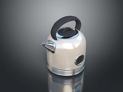 Sleek Silver Electric Kettle With Black Handle And Stainless Steel Design 3d model