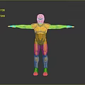 Yellow And Black Armored Warrior Standing With Arms Outstretched In 3D Render With Gray Background Mechanical Structure