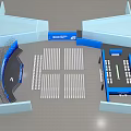 Indoor Stage Design With Blue Structure Arranged Seats And Modern Layout 3d model