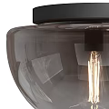 Modern Glass Shade Ceiling Light With Black Base Round Design and Vintage Bulb