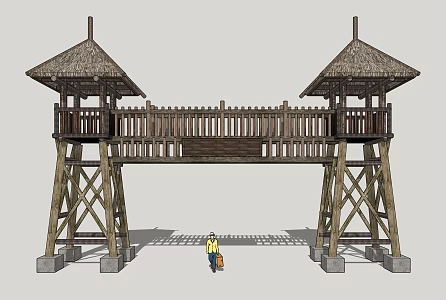 Chinese Style Gate Shanzhai Gate 3d model