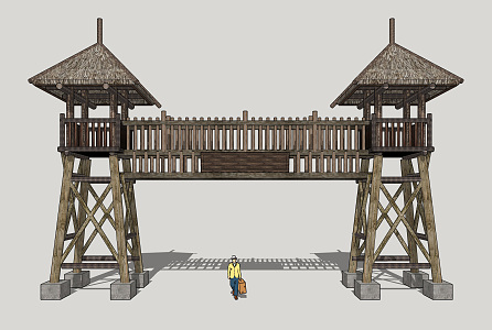 Chinese Style Gate Shanzhai Gate 3d model