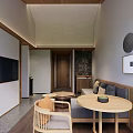 Modern Hotel Room Interior With Comfortable Bed Wooden Furniture And Neutral Tones